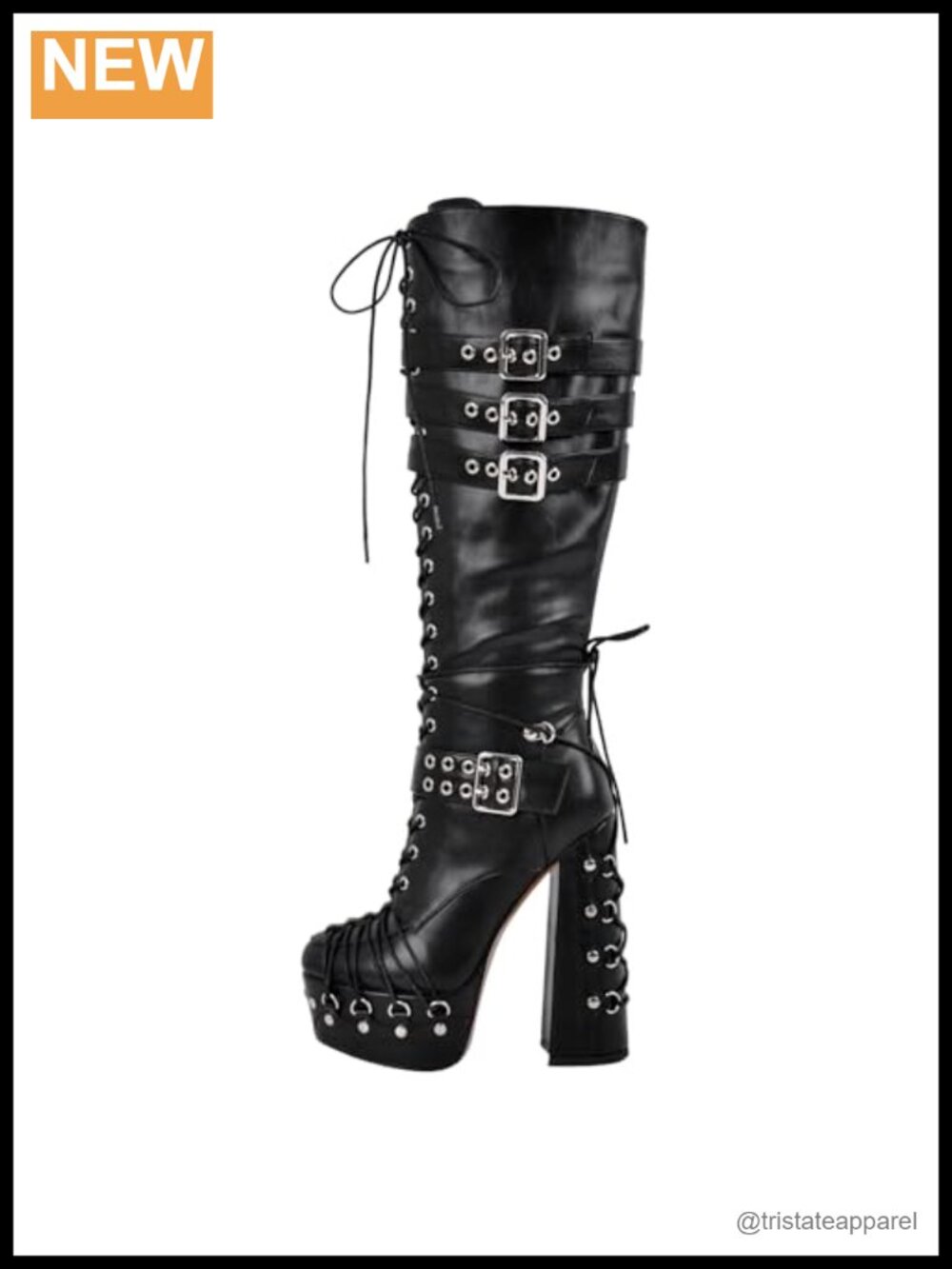 Women's Platform Knee High Boots Gothic Block Heel Zippers Straps